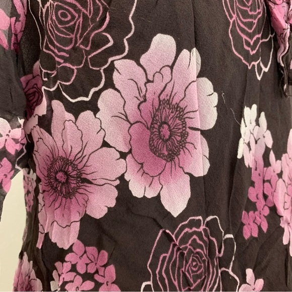 Vintage Y2K Separates Silk Floral Angel Wing Blouse Women’s Petite L Pink Brown - Picture 11 of 17